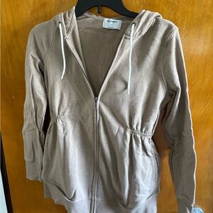 Old Navy Women's Beige Maternity Zip-Up Hoodie